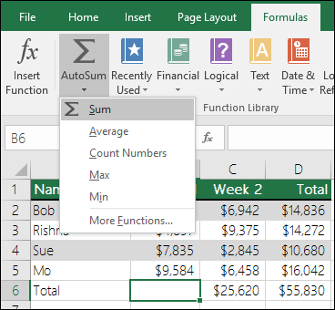Excel- ում արժեքներ ավելացնելու արագ եւ հեշտ միջոց է օգտագործել   AutoSum- ը